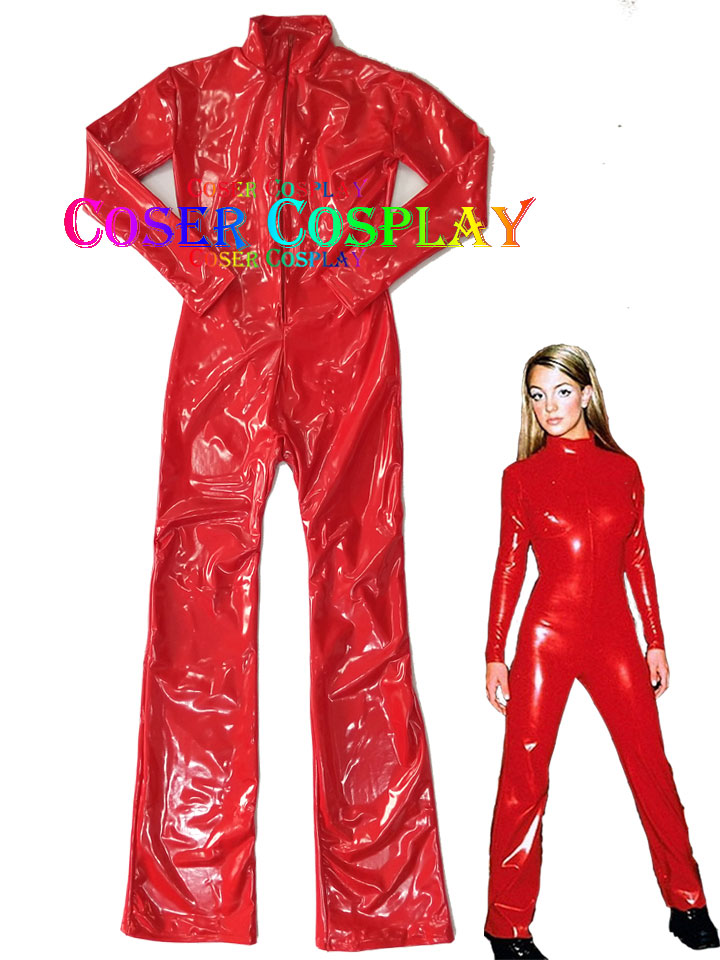 1301 Pop Stars Red PVC costumes Catsuit